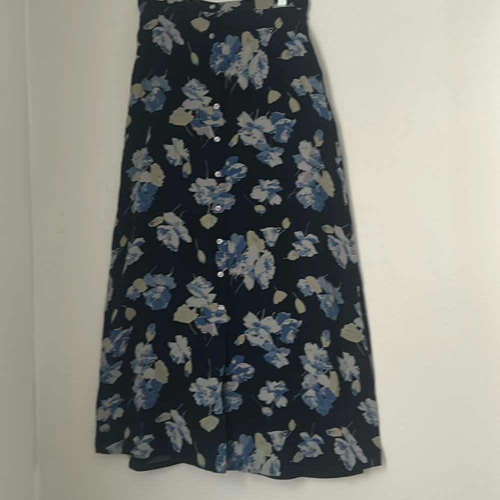 VTG Liz Claiborne Collection Sz 8 Skirt Midi Maxi Floral Button 100% Silk Lined